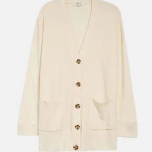 Madewell Asherton Waffle Ivory Button-Up Cardigan Sweater